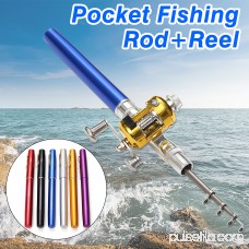 6 Colors 38 Portable Pocket Fish Pen Shape Fishing Pole Aluminum Alloy Mini Fishing Rod Pole + Reel Combos